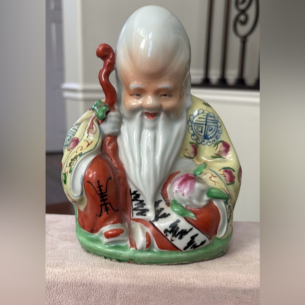 Vintage Chinese Porcelain  Figure God of Longevity & Luck,  Shou Xing or Shou.